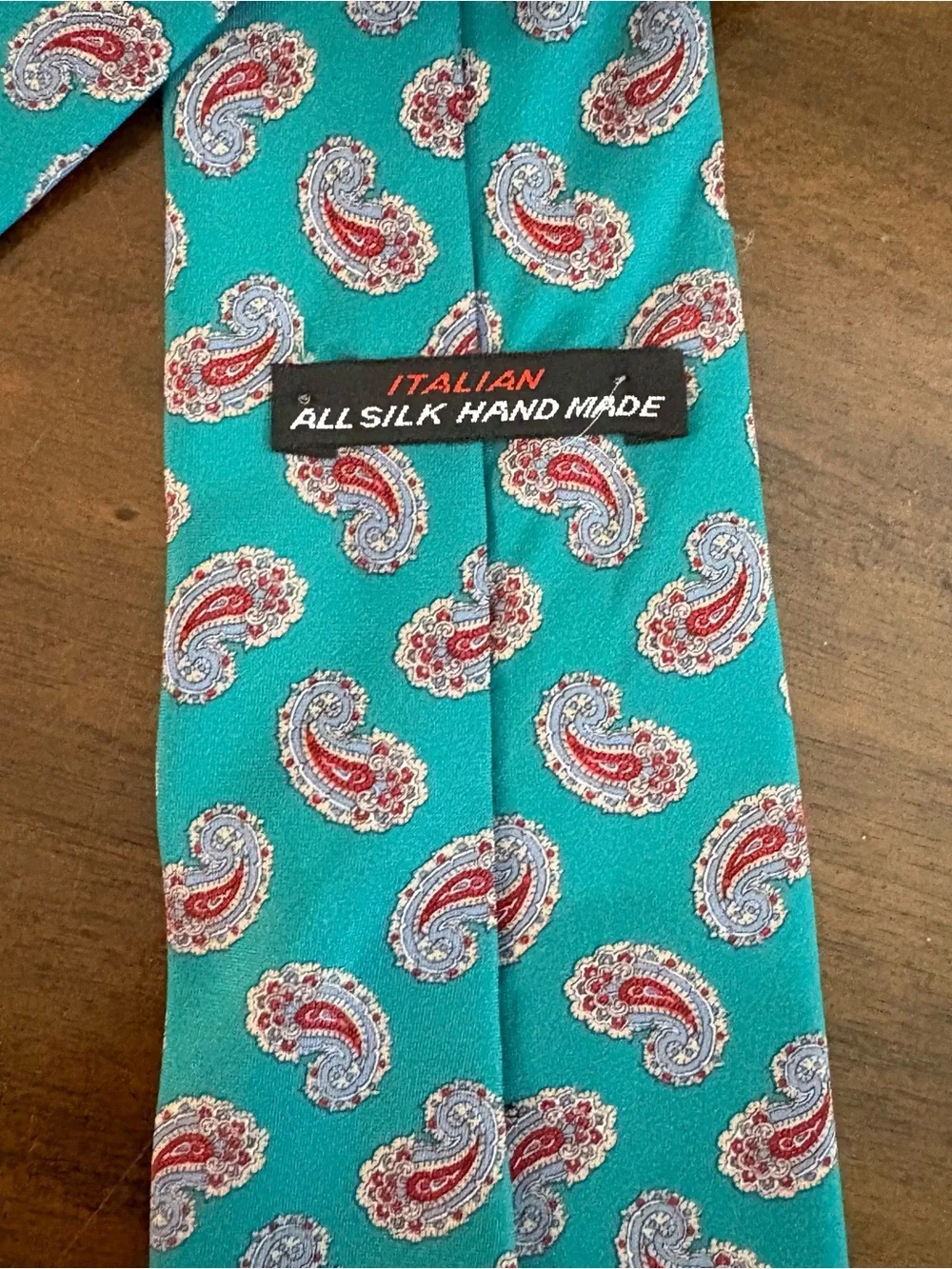 Italian Handmade Silk Men’s Neck Tie Turquoise paisley Business Classic Retro
